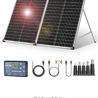 DOKIO Foldable Portable Solar Panel 100 Watt 12 Volt Monocrystalline Solar Suitcase with Waterproof Charge Controller