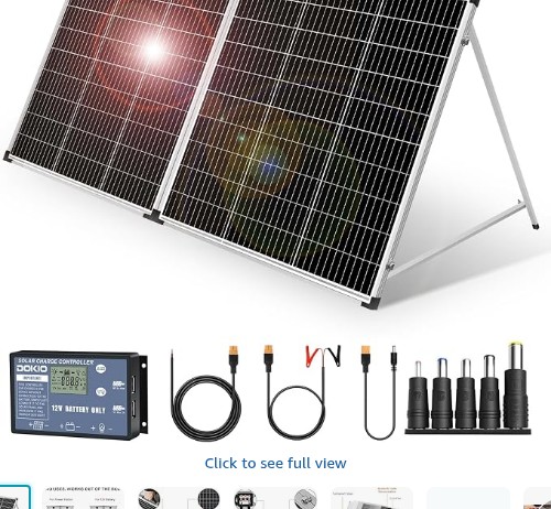DOKIO Foldable Portable Solar Panel 200W 12V Monocrystalline Solar Suitcase | with 20A Controller